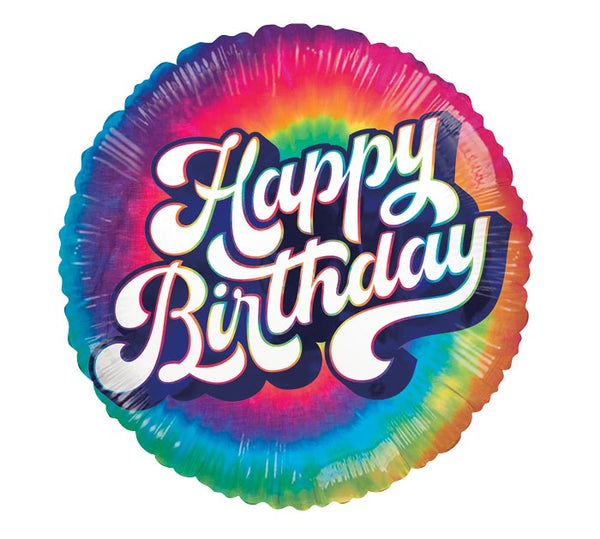 17" Happy Birthday Tie Dye Helium Foil Balloon