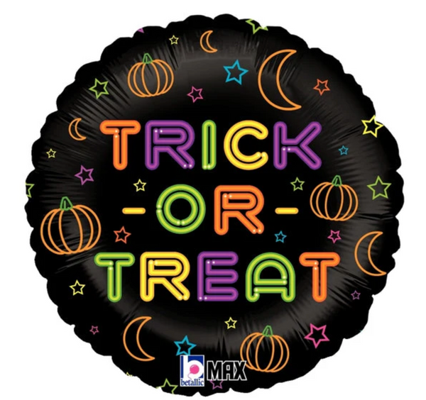 18" Neon Trick or Treat Foil Helium Balloon