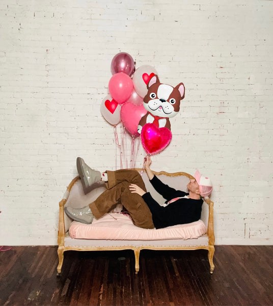 Frenchie 'All My Lovin' Valentine's Helium Balloon Bouquet (more options)