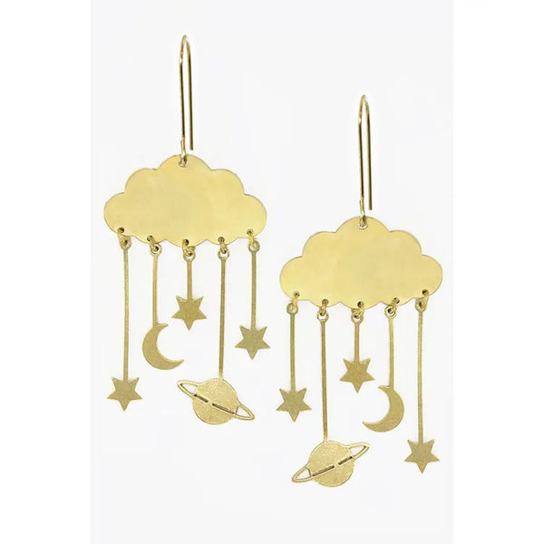 Celestial Showers Brass Earrings