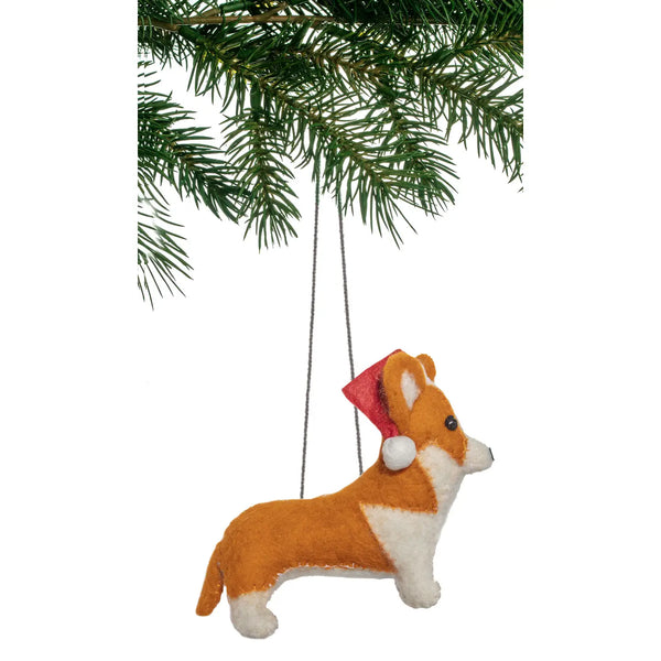 Corgi Santa Hat Ornament