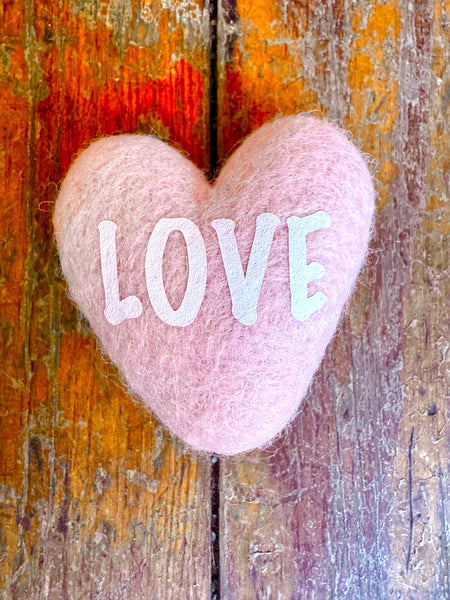 Wool Felt Conversation Heart (Pink Love)