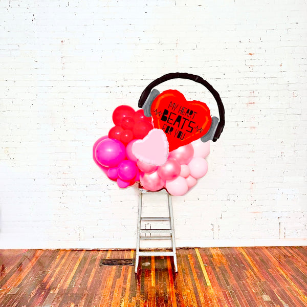 'My Heart Beats for You' Organic Balloon Stack