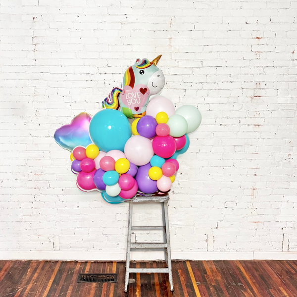 'Rainbow Unicorn Love' Organic Balloon Stack