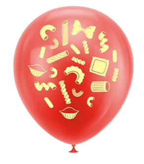 12" Red Latex Macaroni Helium Balloon