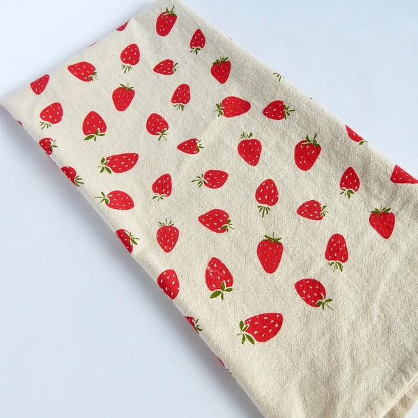 Strawberry Hand Printed Tea Towel