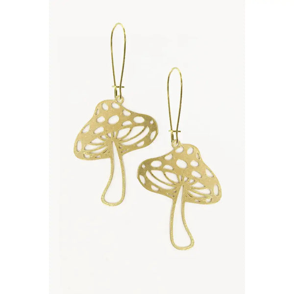 Toadstool Dangle Brass Earrings