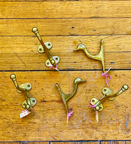 Late 20th Century Vintage Brass Duck Wall Hook