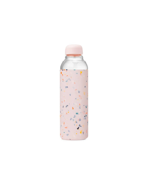 Porter Glass and Silicon Reusable Water Bottle in Pink Terrazzo