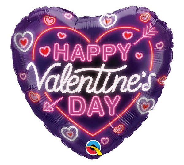 18" Neon Happy Valentine's Day Heart Foil Balloon